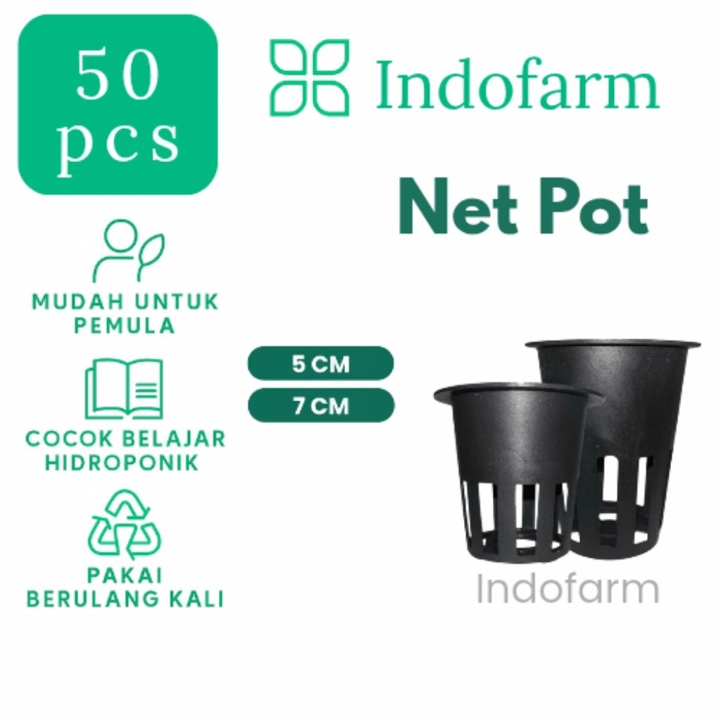 Netpot 5 & 7 cm Hitam Media Tanam Hidroponik Isi 50 Pcs