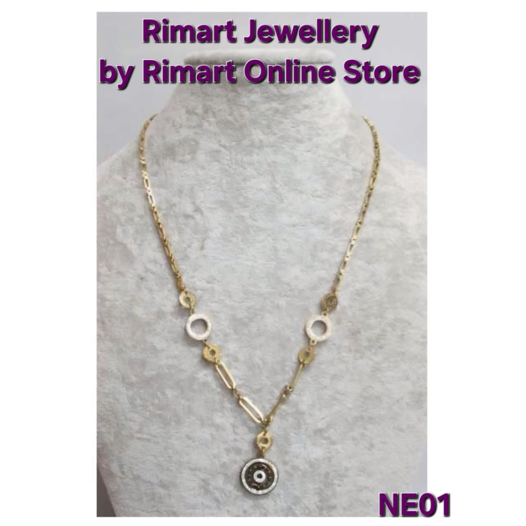 Kalung Rantai Kristal Romawi Stainless Steel Berlapis Emas NE01