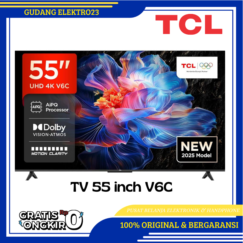 TCL AI 4K Google TV 55 inch V6C - MEMC - HDR 10 - HVA Panel - Dolby Audio - Google Play/Netflix/Yout