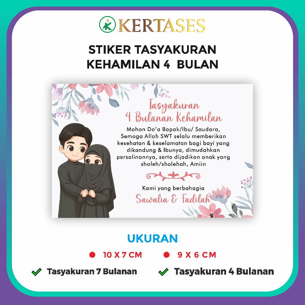 KERTASES - Stiker Label Tasyakuran 4/7 Bulanan Chromo Glossy - Custom Nama - Dekorasi Box Makanan