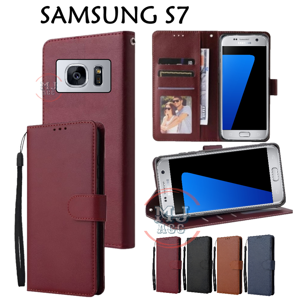 FlipCase Samsung S7 Leather Case Wallet Premium Casing Hp SAMSUNG S7 Cover Ponsel