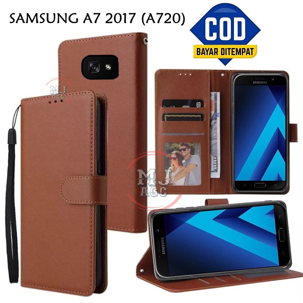 FlipCase Samsung A7 2017 (A720) Leather Case Wallet Premium Casing Hp SAMSUNG A7 2017 Cover Ponsel