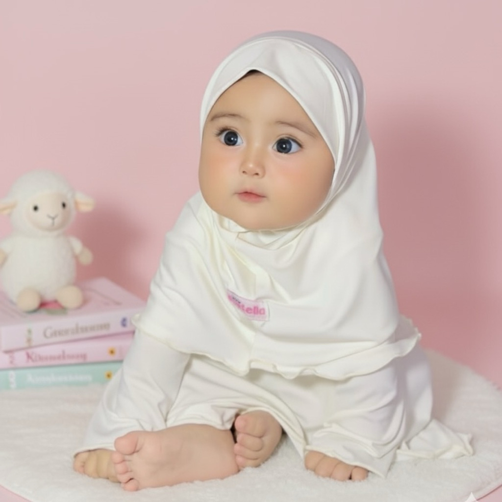 Little Pastella - Gamis Bayi Polos Setelan Hijab | Gamis Newborn | Gamis Bayi Usia 0-12 Bulan
