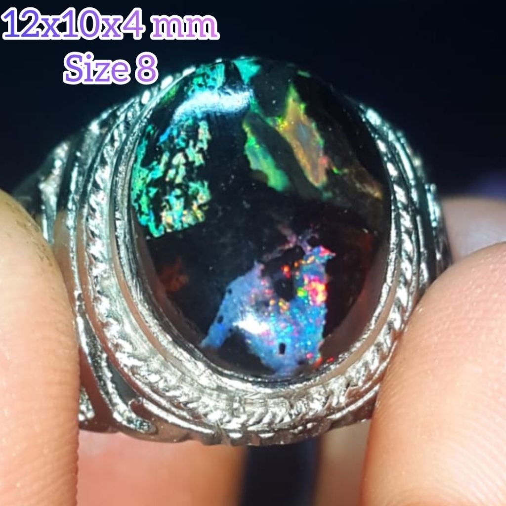 Cincin Batu Black Opal Sempur Banten Jarong Natural Bahan Ranting