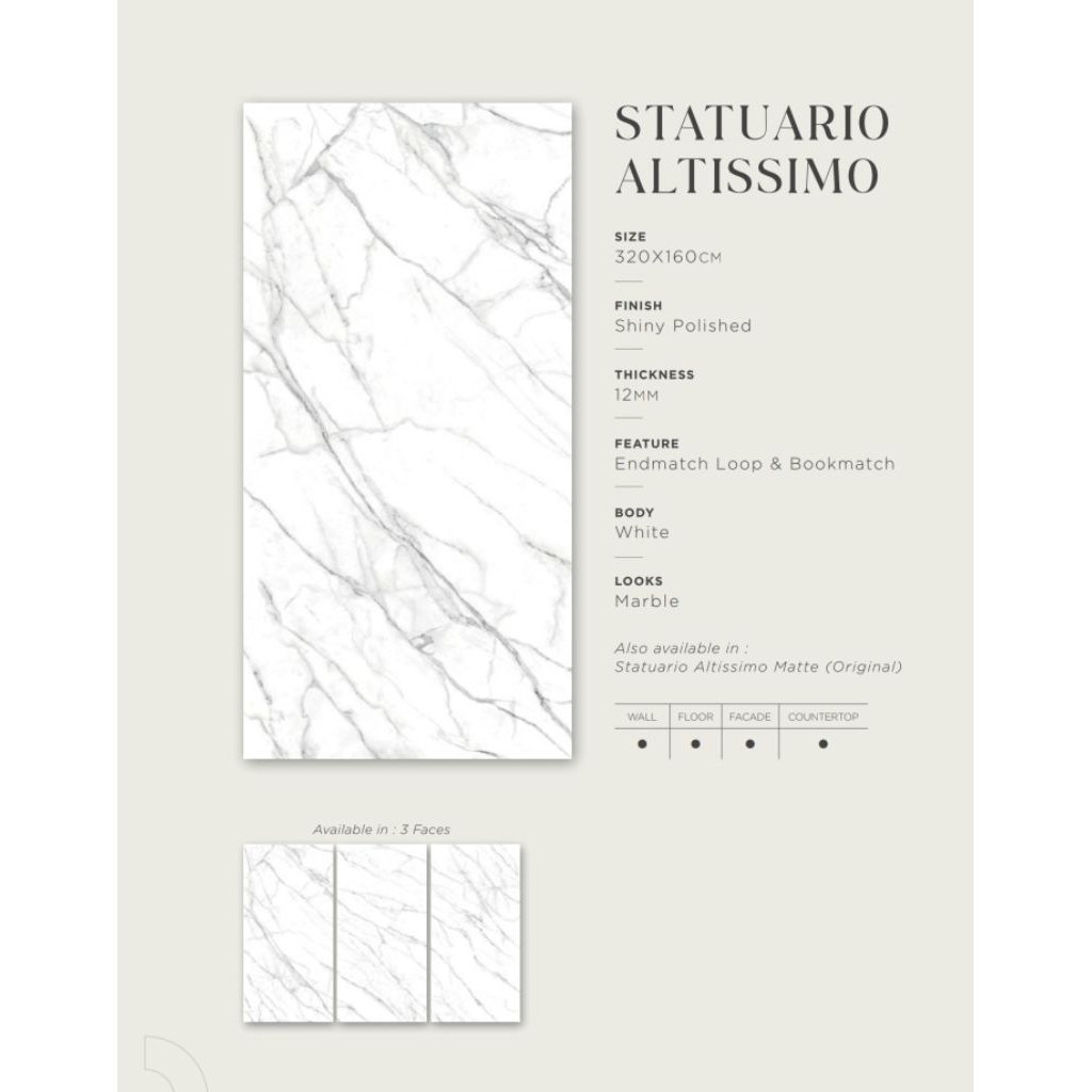 Granit Quadra Statuario Altissimo uk 320x160 cm