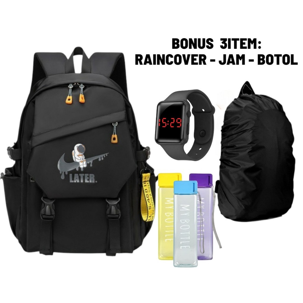 Tas sekolah anak cowok kekinian SD SMP SMA free botol/Tas bahan kanvas premium/Tas sekolah muat bany
