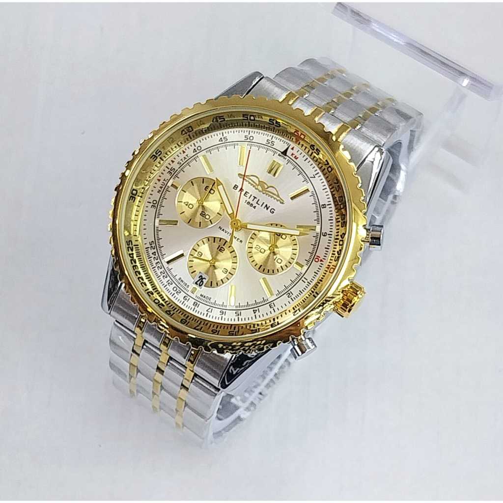 Jam Tangan Pria BREITLING Rantai Stainless Steel Chrono Tanggal Aktif Fre Box Sb1020