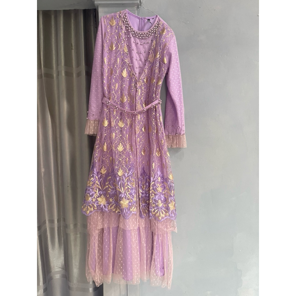 gamis brukat ozias lilac preloved