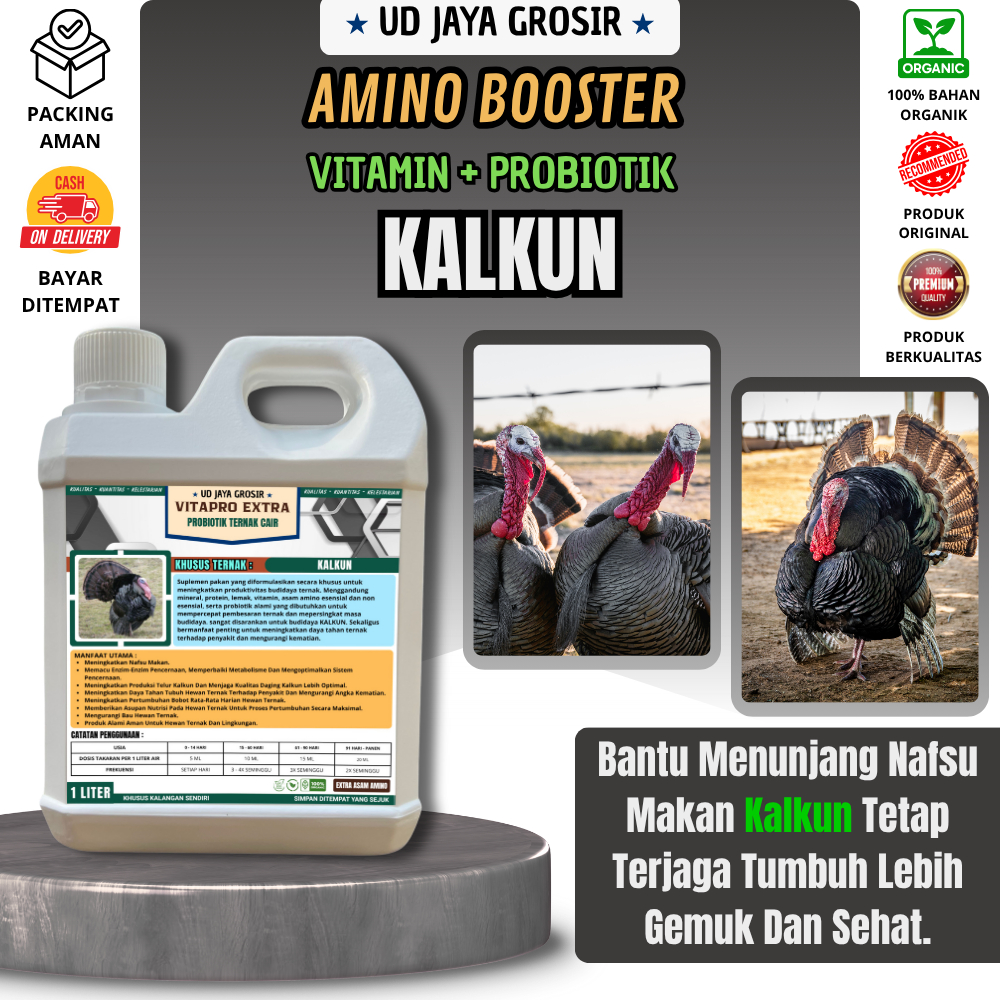 Amino Booster Vitamin Ternak Ayam Kalkun Tumbuh Cepat Besar Sehat Dan Gemuk Rajin Bertelur Ud Jaya