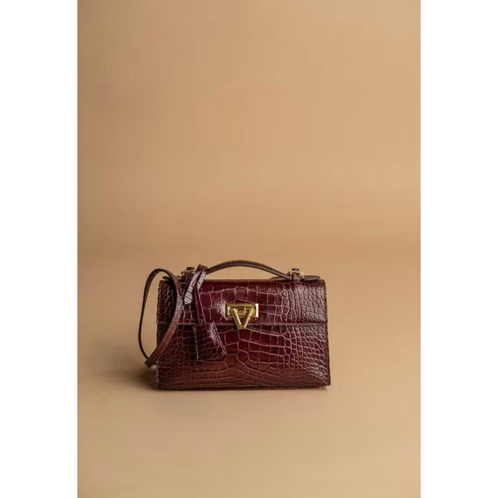 Vone World - Heart Bag Wine Crocodile Stamp