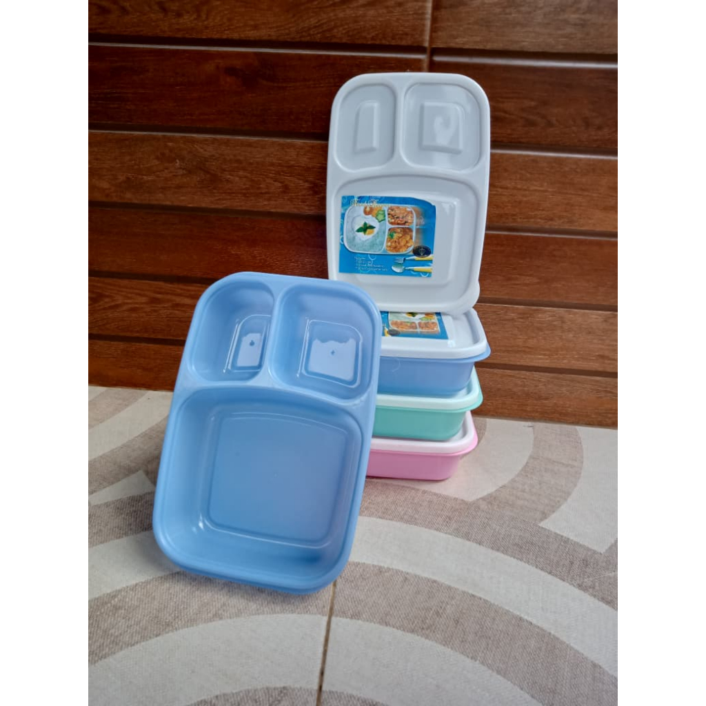 Lunch Box Kotak Bekal Anak Sekat 3 Kotak Makan Tempat Catering Kantoran Food Grade Aman Untuk Makana