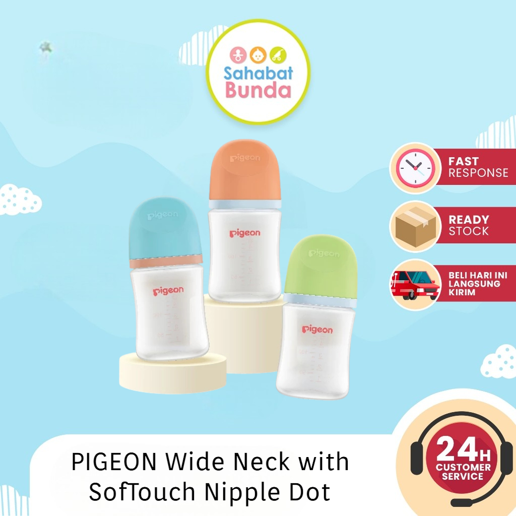 PIGEON Botol BPP Wide Neck with SofTouch Nipple Dot | Pilih Variasi | Botol Susu Bayi | Anti Kolik