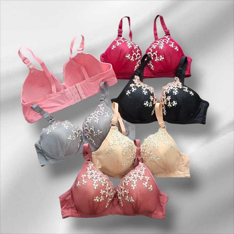 Bra Wanita Dewasa Bh Bordir Cantik Ukuran 36-42 Busa Tipis Kait 3