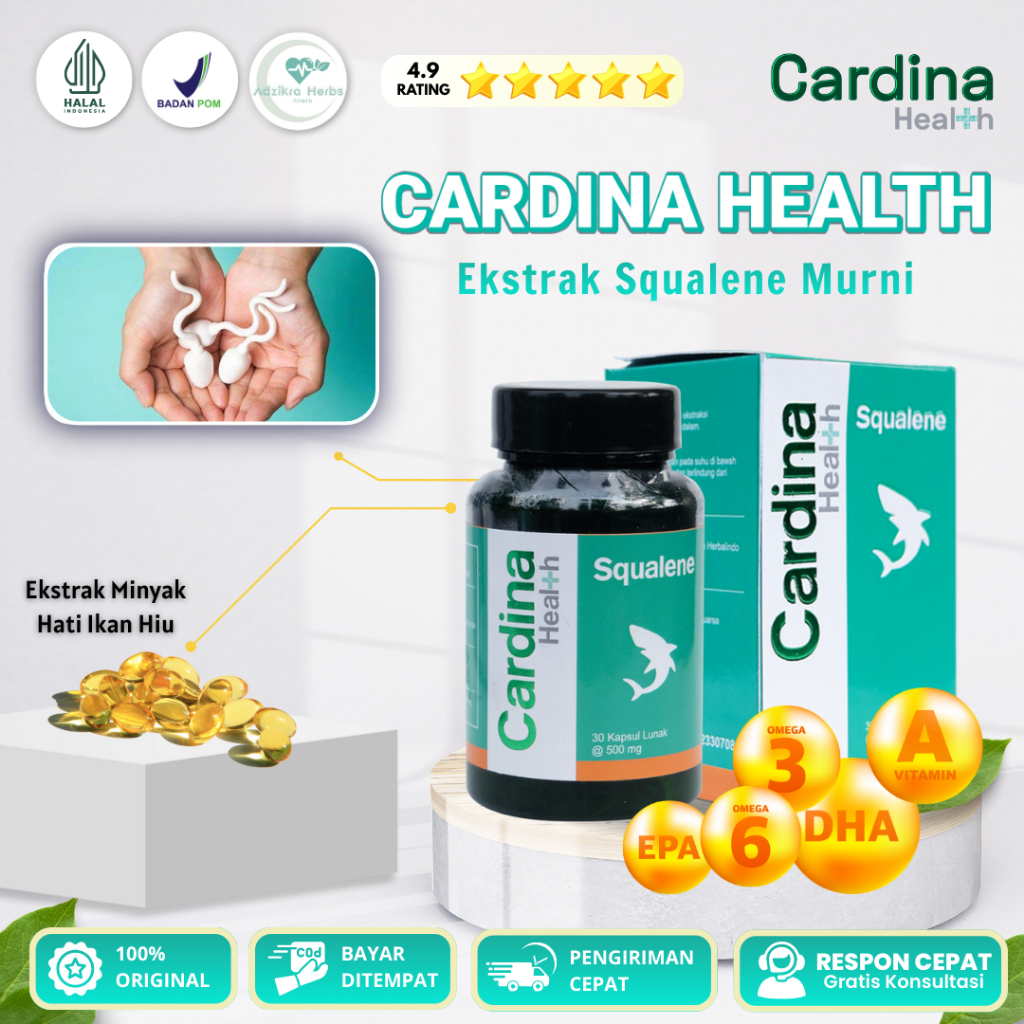Cardina Health Squalene - Vitamin Kesuburan Pria, Obat Sperma Encer/Cair, Pengental Sperma Pria, Sup
