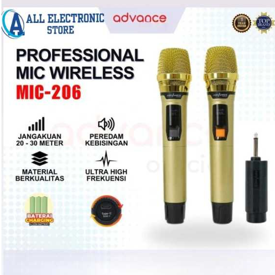ADVANCE MIC-206 Wireless Microphone Tanpa Kabel ORI Karaoke
