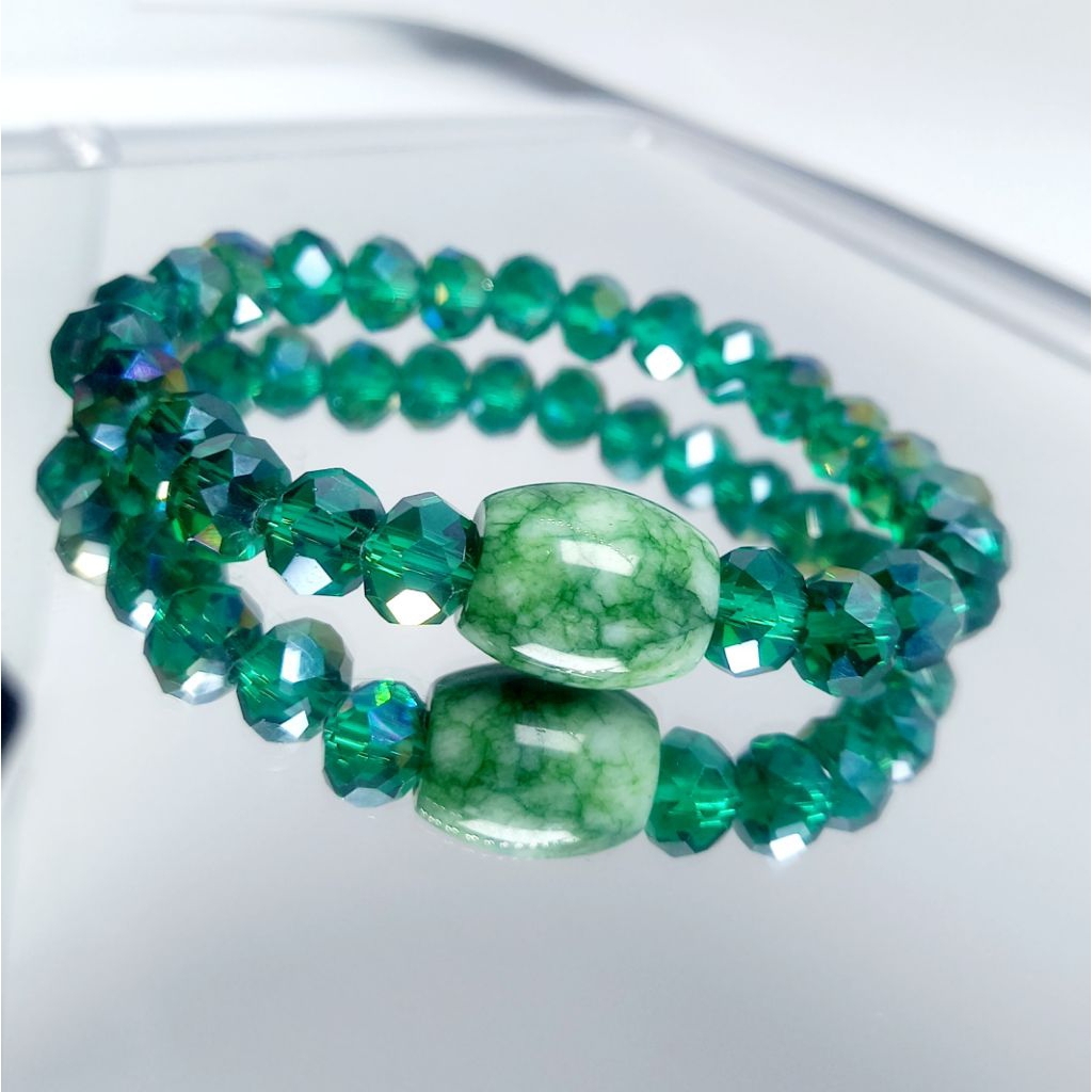 GELANG MUTIARA CRYSTAL KOMBINASI GIOK GELANG TANGAN KRISTAL GIOK WANITA GELANG MUTIARA CRYSTAL PREMI