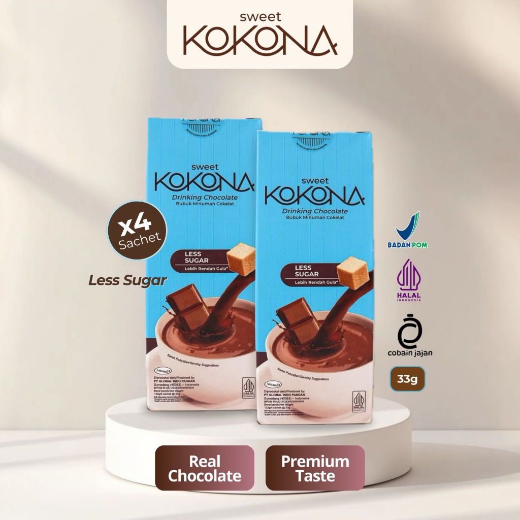 Sweet kokona - Less Sugar Bubuk Minuman  Cokelat isi 4 sachet / Coklat Bubuk 33g by Amanda