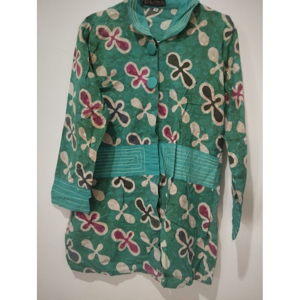 Preloved Baju Tunik Bekas Batik Hijau Toska Wanita