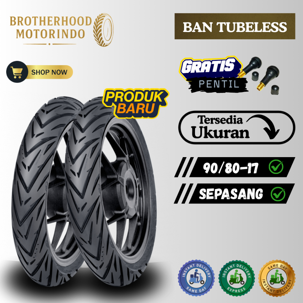 (PAKET SEPASANG) BAN FDR GENZI PRO (90/80-17 / 90/80-17) TUBBELES / BAN GENZI TUBLES / BAN MOTOR RIN