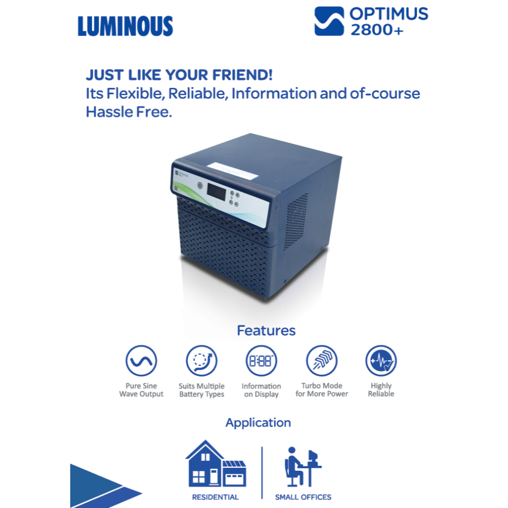 Luminous Optimus Inverter 2,8 KVA 2,5 KVA 2 KW 24 VDC Puresinewave Low Freq