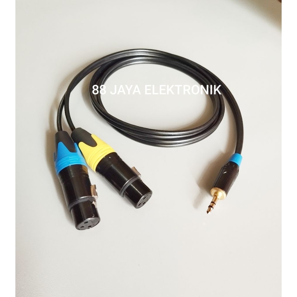 Kabel jack 3,5 to dua xlr female berkualitas / kabel HP ke mixer