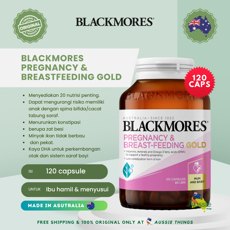 Exp Date 03/2027 Blackmores Pregnancy & Breastfeeding Gold Vitamin Capsules isi 60capsule & 120capsu