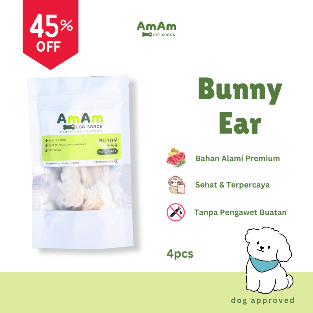 AmAm Rabbit Ear | Snack Anjing | Cemilan Anjing | Telinga Kelinci | Dog Chew