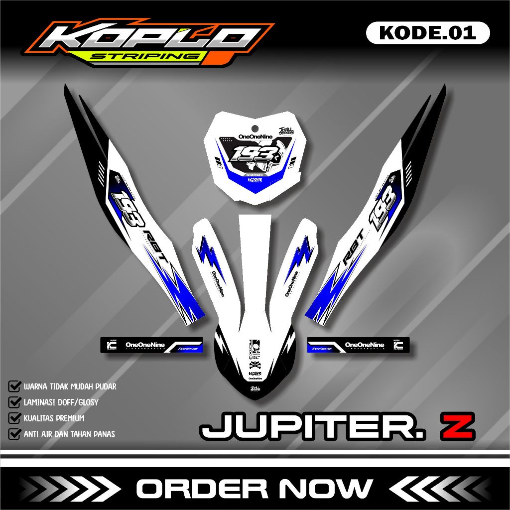 Decal Sticker RBT Motor Jupiter Z Burhan - Striping Motor RBT Bebek Modif Supermoto Terbaru KPL.01