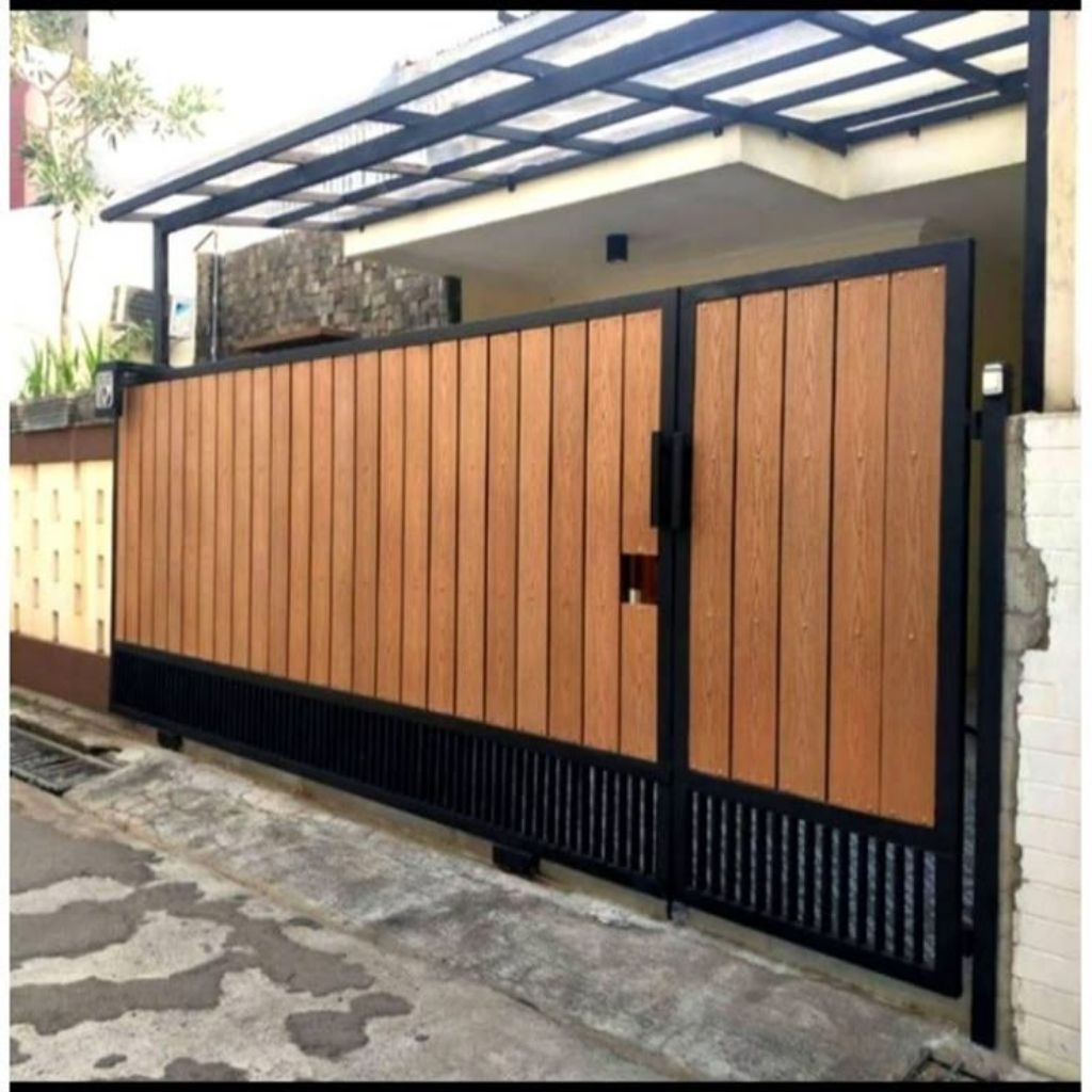 pagar minimalis motif serat kayu