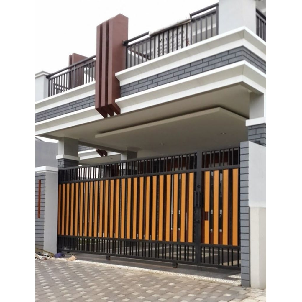 pagar minimalis motif serat kayu