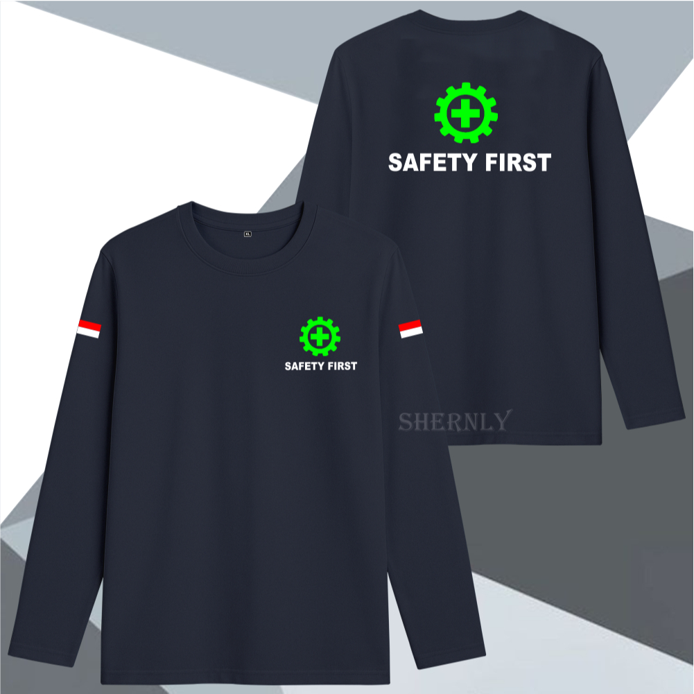 Kaos SAFETY FIRST Lengan Panjang,SC.001,Atasan Dewasa Lengan Panjang,Kaos Lengan Panjang Premium