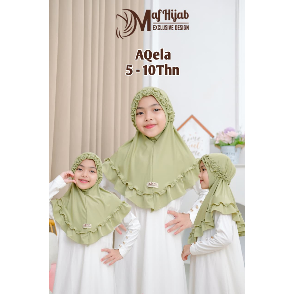 Hijabbikids Bergo Instan Anak Aqela - Hijab Jilbab Anak Bandana Kriwil Tali Kerut