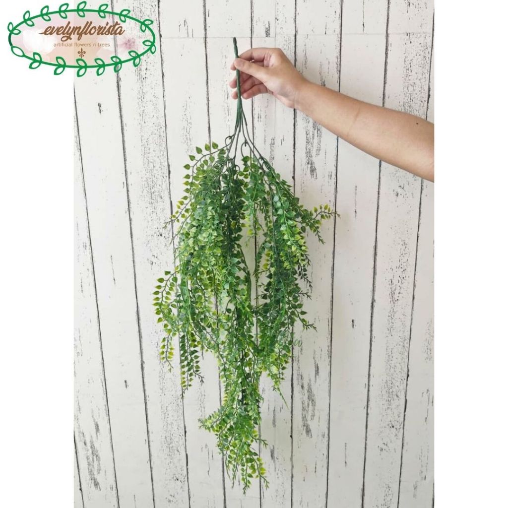 Daun Juntai Gantung Artificial Daun Juntai Pakis Yugali Tanaman Plastik Rumput Hijau Dekorasi Aesthe
