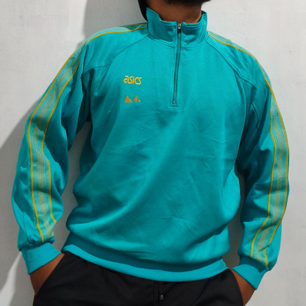 ASICS Halfzip Vintage Jacket Size L Hijau Tosca