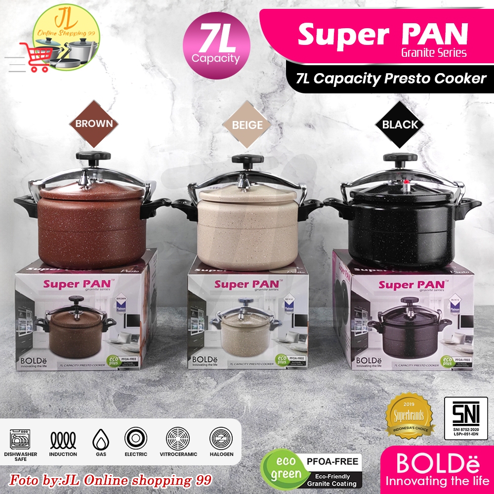BOLDE Panci Presto 7 LITER / Bolde Super Pan Granite Presto Kapasitas 7 Liter