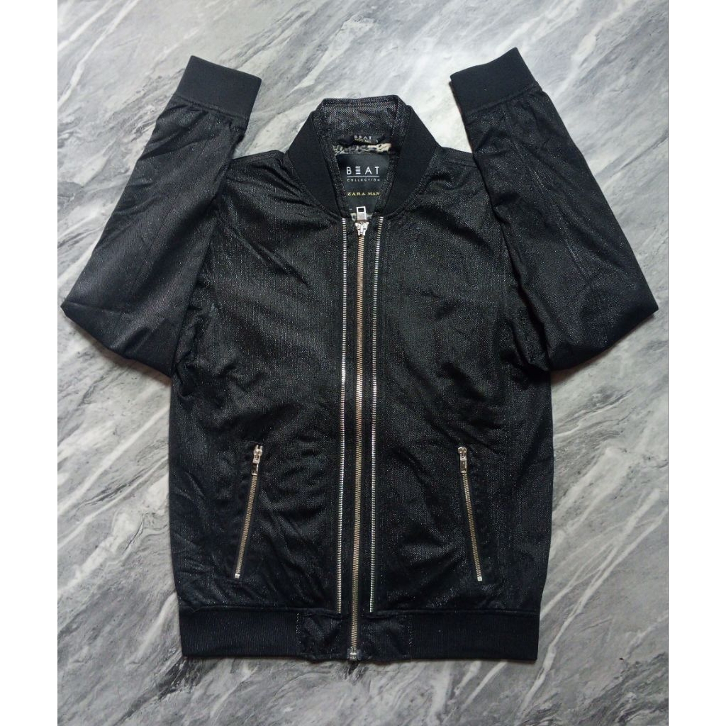 ‎Jaket Zara Outdoor bomber hangout motoran unisex hitam branded
