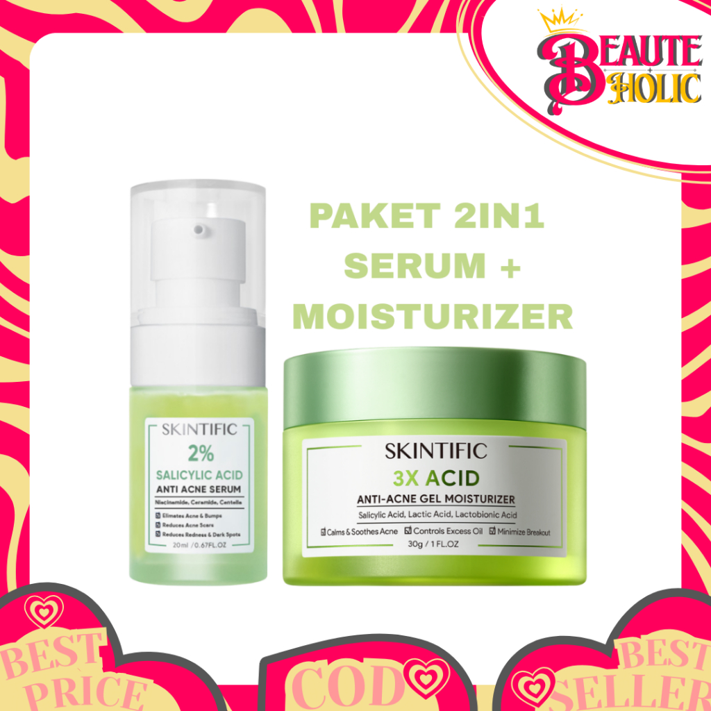 Skintific Acid Anti-Acne Paket 2in1 Serum + Moisturizer