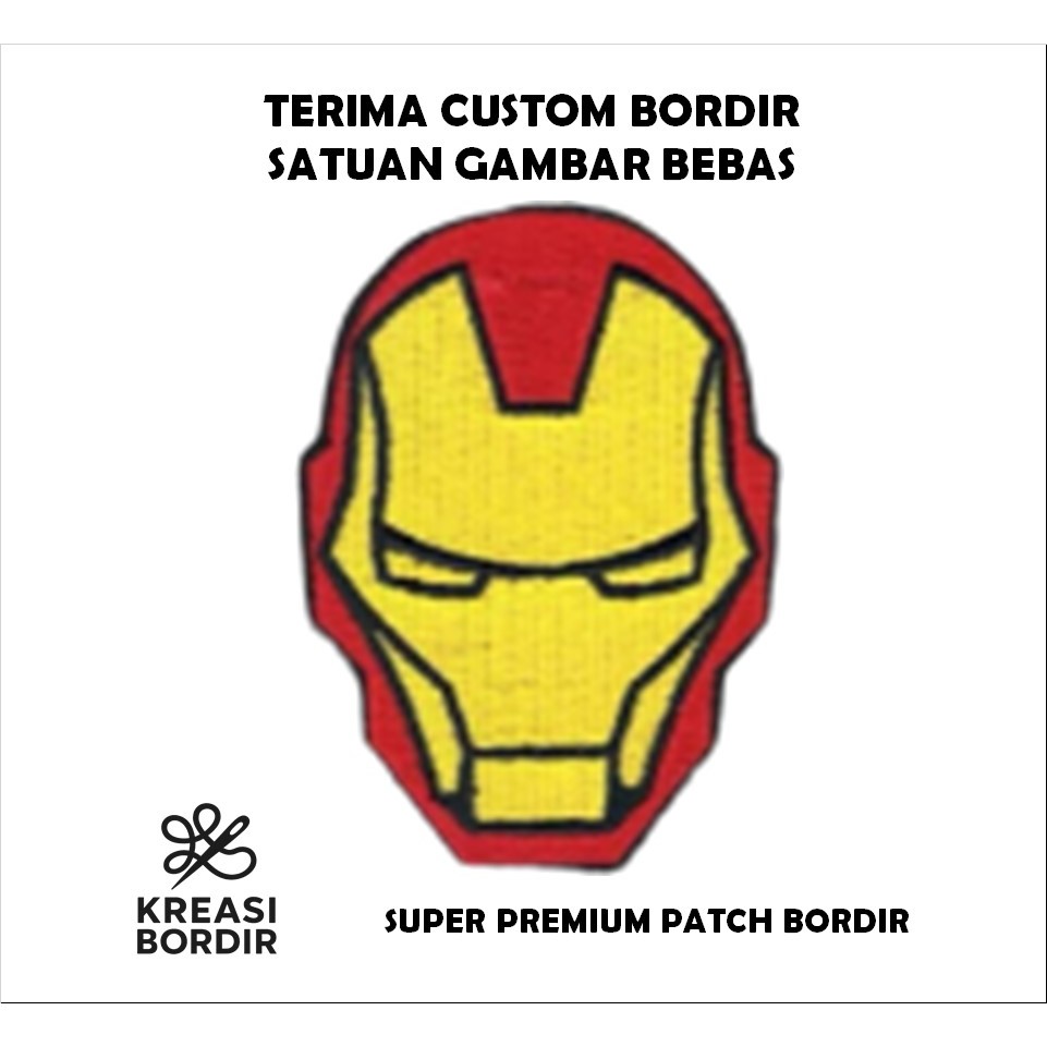 EMBLEM PATCH BORDIR LOGO IRON MAN HELMET - Kreasibordir.id