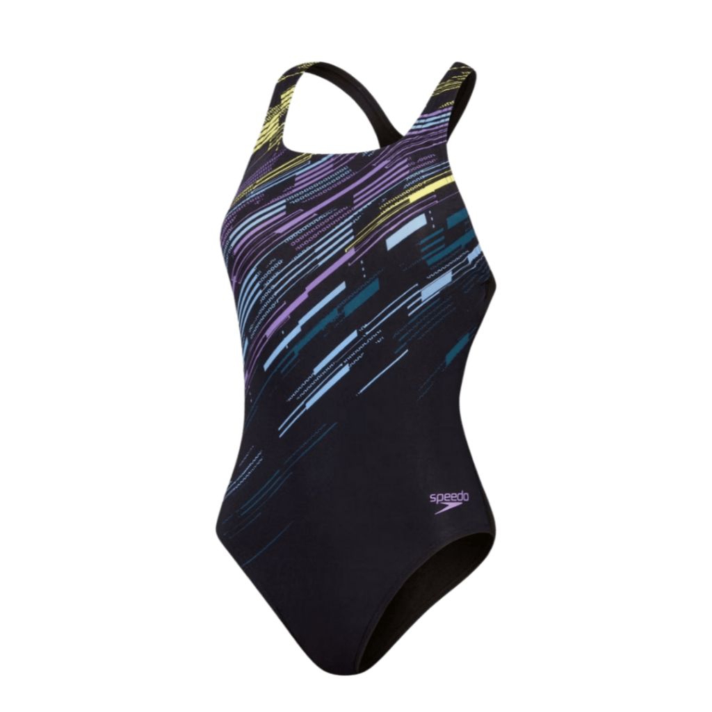 BAJU RENANG WANITA SPEEDO DIGITAL PRINT MEDALLIST SWIMSUIT BLACK
