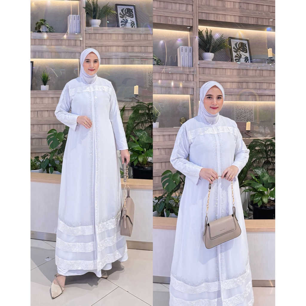 REALPICK ABAYA TURKEY PUTIH KODE 1201 COD ABAYA UMROH BAJU LEBARAN