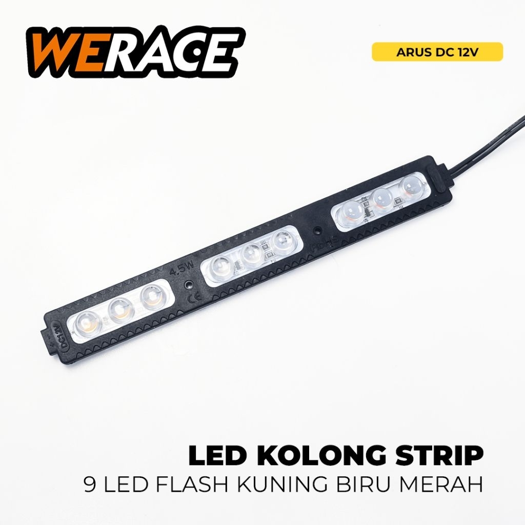 WERACE Lampu Modul LED Kolong Strip 9 mata 3 Warna Pisah Merah Putih Biru Kuning