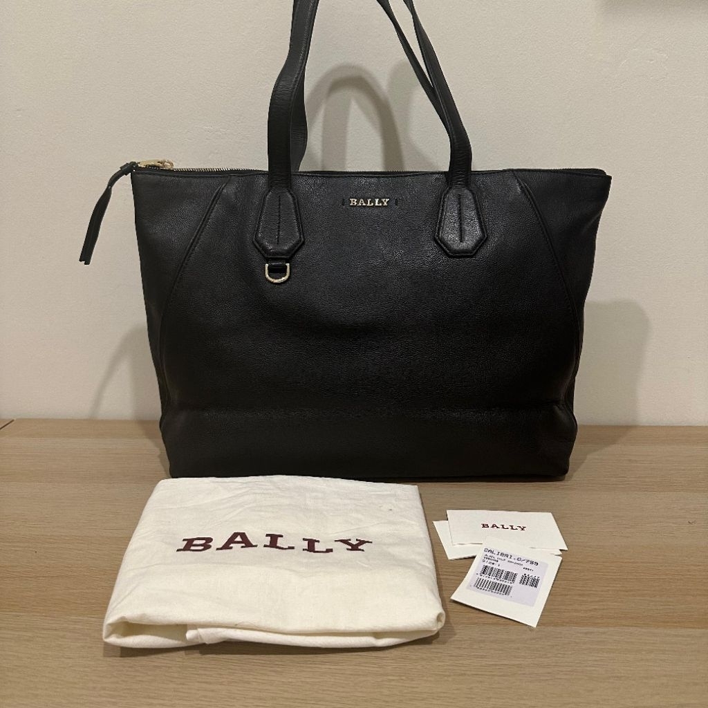 Bally Totebag Tote Bag Shoulder Bag Tas Bahu Calibri Black Calf Grained Leather 100% Original