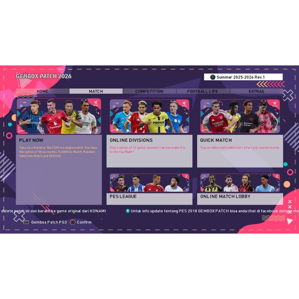 REV 1 ONLY PES 2026 GEMBOX PATCH SUMMER PS3