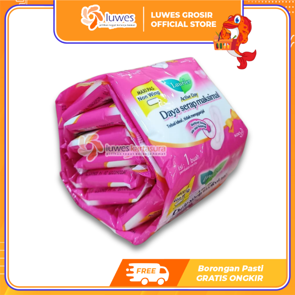 [GROSIR] Laurier Active Day Pembalut Super Maxi Non Wing  Renceng 10 Sachet Murah