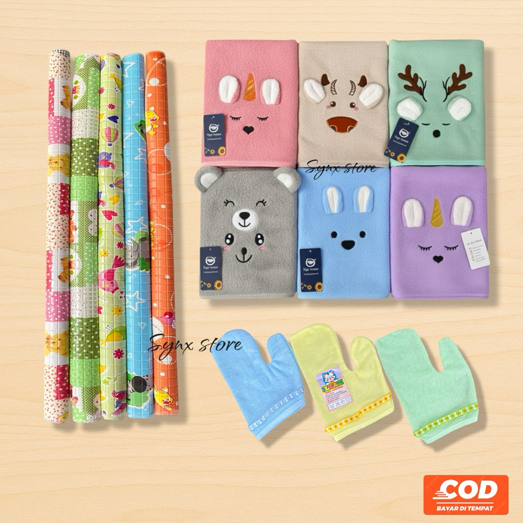 Paket Mandi Bayi Lengkap Handuk Waslap Dan Perlak Bayi Paket Hemat Bayi Newborn Terbaru