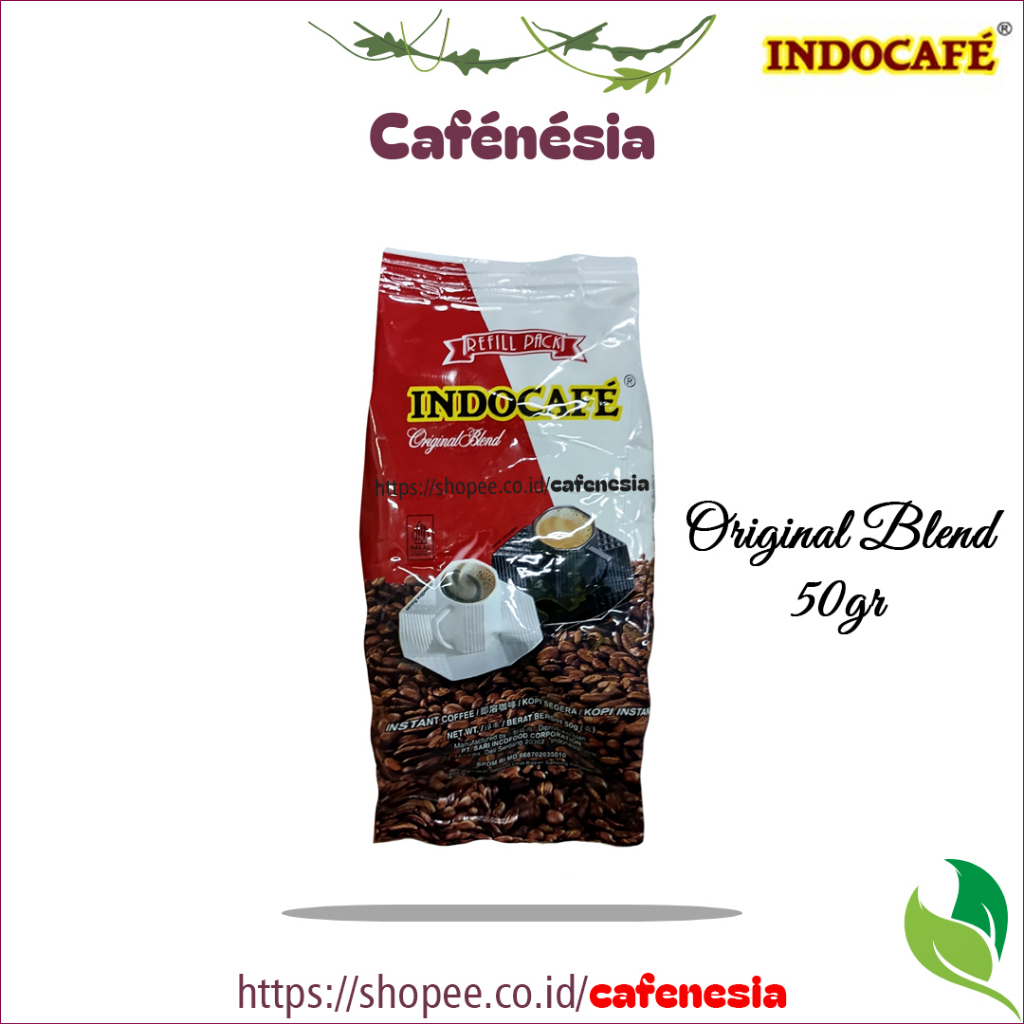 Indocafe Original Blend 50gr Refill Kopi Bubuk Hitam Tanpa Ampas
