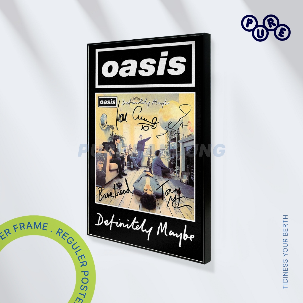 PURE BANDUNG – Poster OASIS BAND Definitely Maybe TRIBUTE PORTRAIT | Bingkai Frame Dekorasi Dinding 