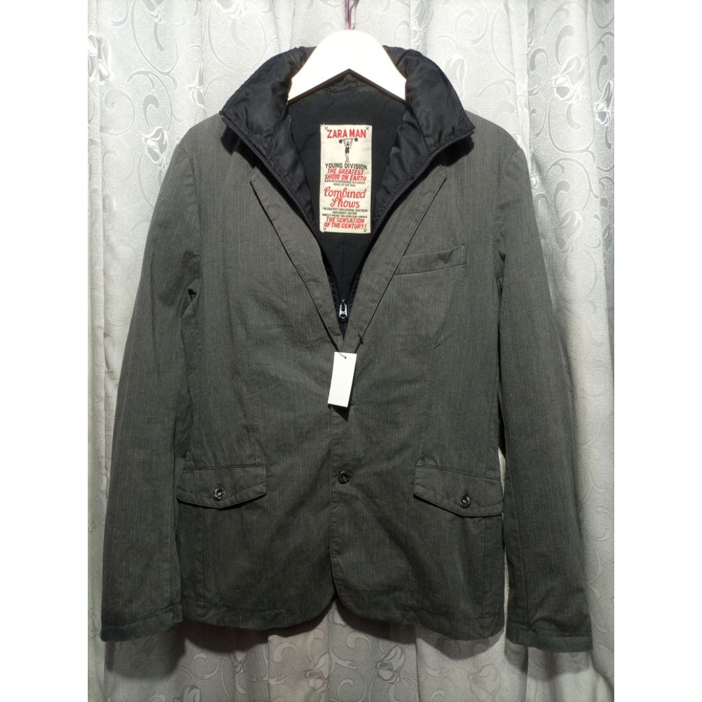 Jas Jaket Zara Man Jeans Vintage Original Hidden Hodie_Size M-L