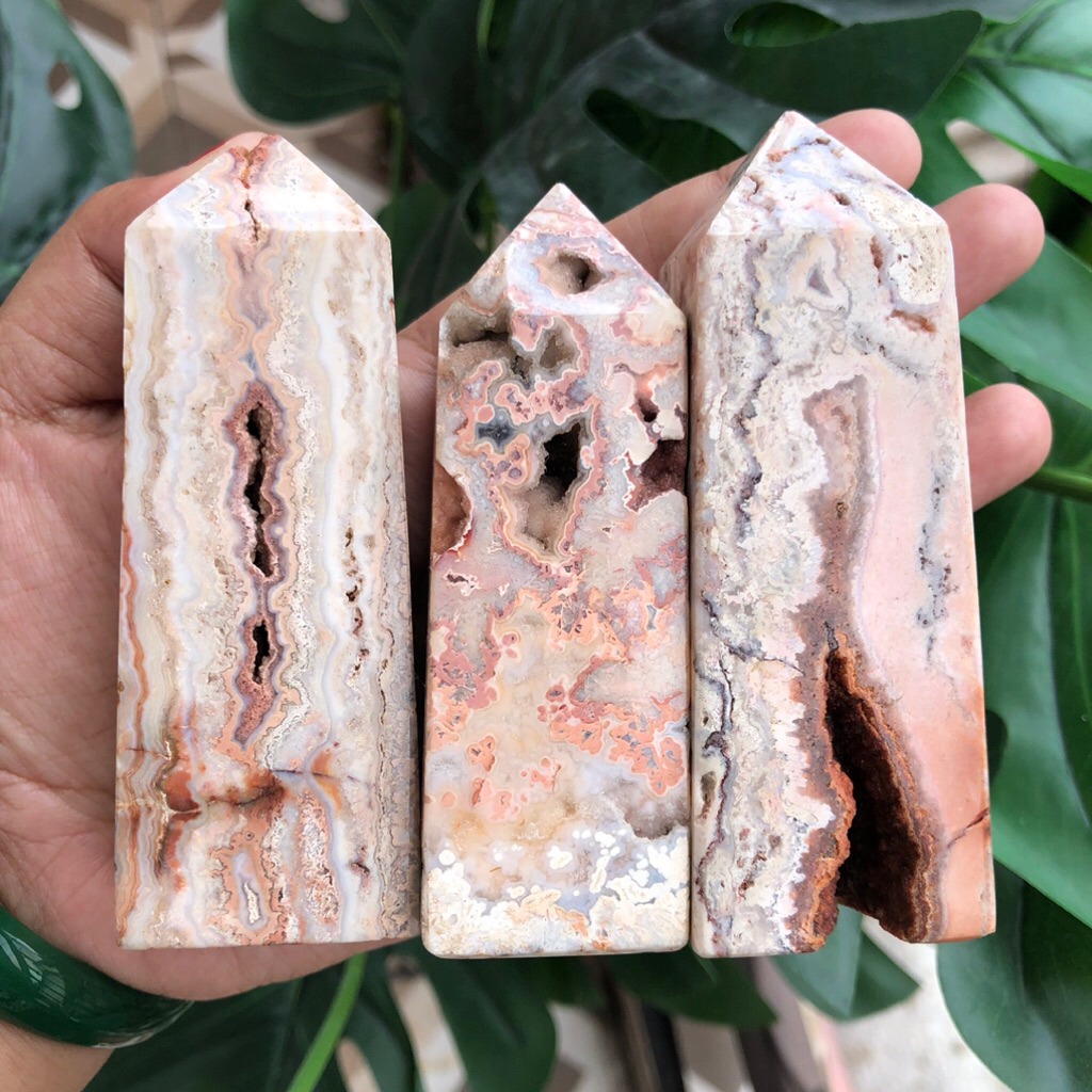 Druzy Sparkling Pink Crazy Lace Agate Tower High Quality | Part 3