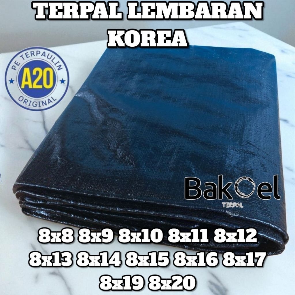 Terpal korea A20 warna biru silver,biru oren,hitam,putih,army army,army gold,hijau gold,hijau biru u